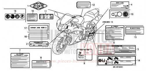 ETICHETTA DI AVVERTIMENTO CBR600RAA di 2010